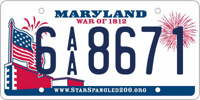 MD license plate 6AA8671