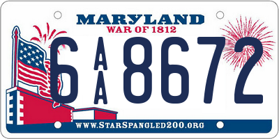 MD license plate 6AA8672