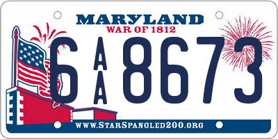 MD license plate 6AA8673