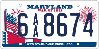 MD license plate 6AA8674