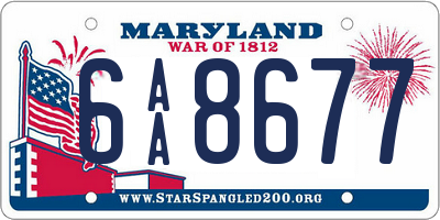 MD license plate 6AA8677