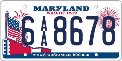 MD license plate 6AA8678