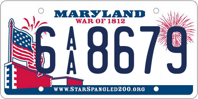 MD license plate 6AA8679