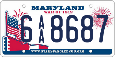 MD license plate 6AA8687