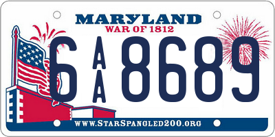 MD license plate 6AA8689