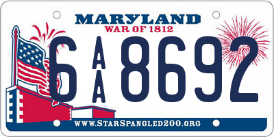 MD license plate 6AA8692