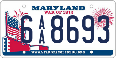 MD license plate 6AA8693