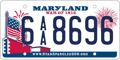 MD license plate 6AA8696