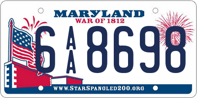 MD license plate 6AA8698