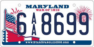 MD license plate 6AA8699