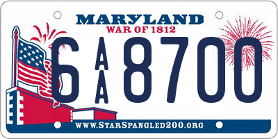 MD license plate 6AA8700