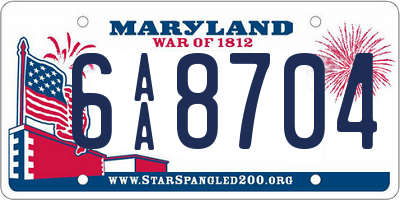 MD license plate 6AA8704