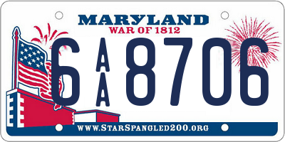 MD license plate 6AA8706