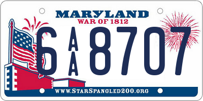 MD license plate 6AA8707