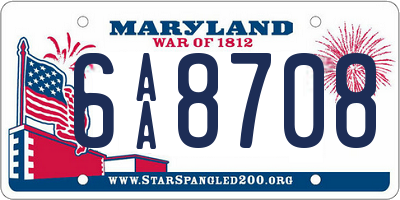 MD license plate 6AA8708