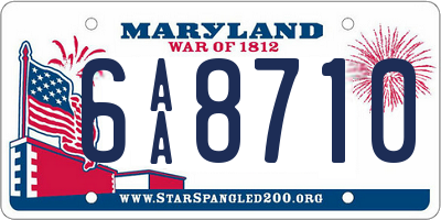 MD license plate 6AA8710