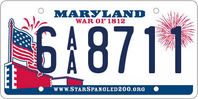 MD license plate 6AA8711