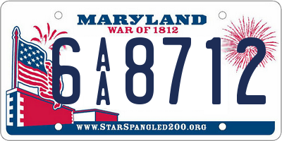 MD license plate 6AA8712