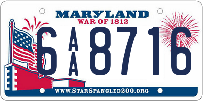 MD license plate 6AA8716