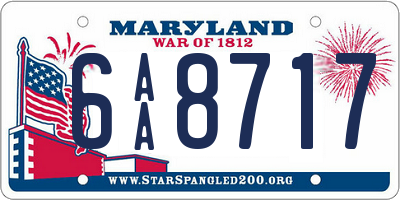 MD license plate 6AA8717