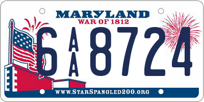 MD license plate 6AA8724