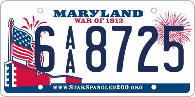 MD license plate 6AA8725