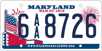 MD license plate 6AA8726