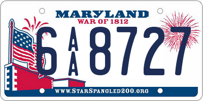 MD license plate 6AA8727