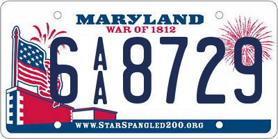 MD license plate 6AA8729