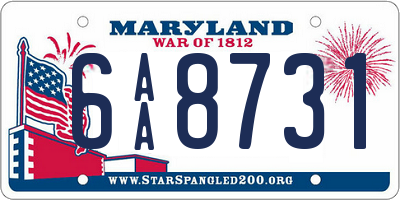 MD license plate 6AA8731