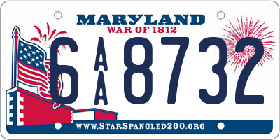 MD license plate 6AA8732