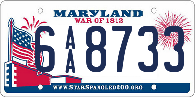 MD license plate 6AA8733