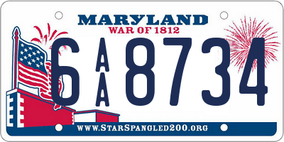 MD license plate 6AA8734