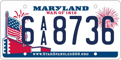 MD license plate 6AA8736