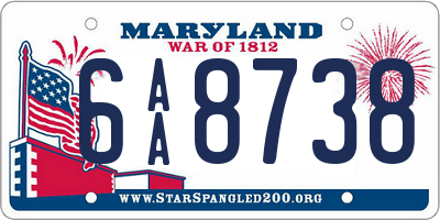MD license plate 6AA8738