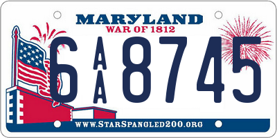 MD license plate 6AA8745