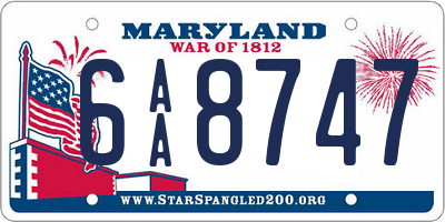 MD license plate 6AA8747