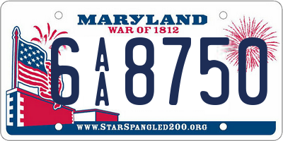 MD license plate 6AA8750