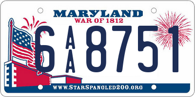 MD license plate 6AA8751