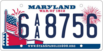 MD license plate 6AA8756