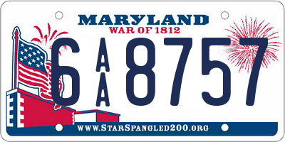 MD license plate 6AA8757