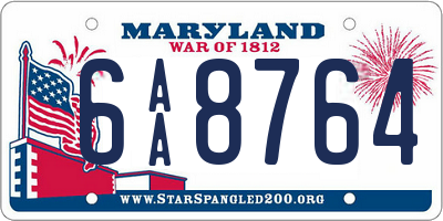 MD license plate 6AA8764