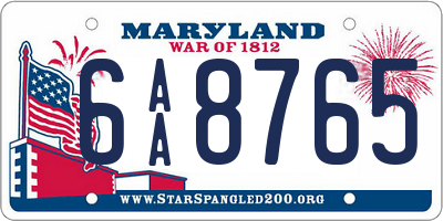 MD license plate 6AA8765