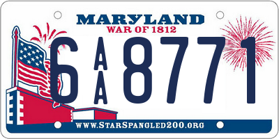 MD license plate 6AA8771