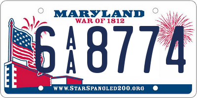 MD license plate 6AA8774