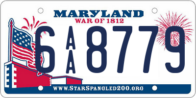 MD license plate 6AA8779