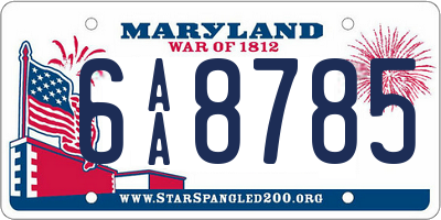 MD license plate 6AA8785