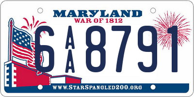 MD license plate 6AA8791