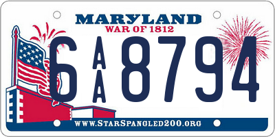 MD license plate 6AA8794