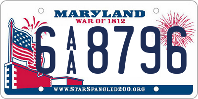 MD license plate 6AA8796